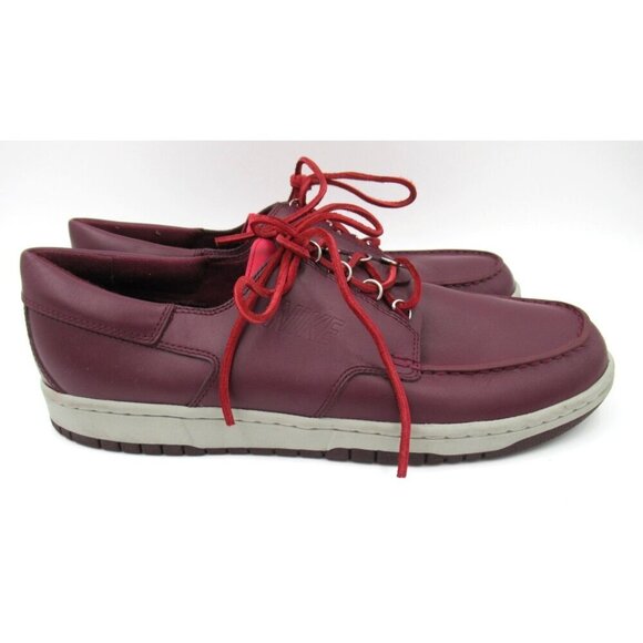 Nike Mad Jibe Burgundy 313264-211 Men Size 14 Boat Deck Shoe Leather Lace Up Red - Picture 3 of 8